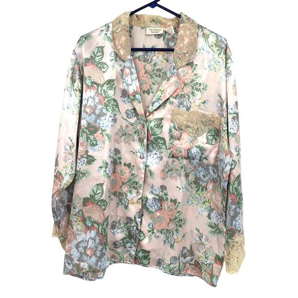 Victoria's Secret size‎ medium vintage gold tag long sleeve button up top shirt - Picture 1 of 5